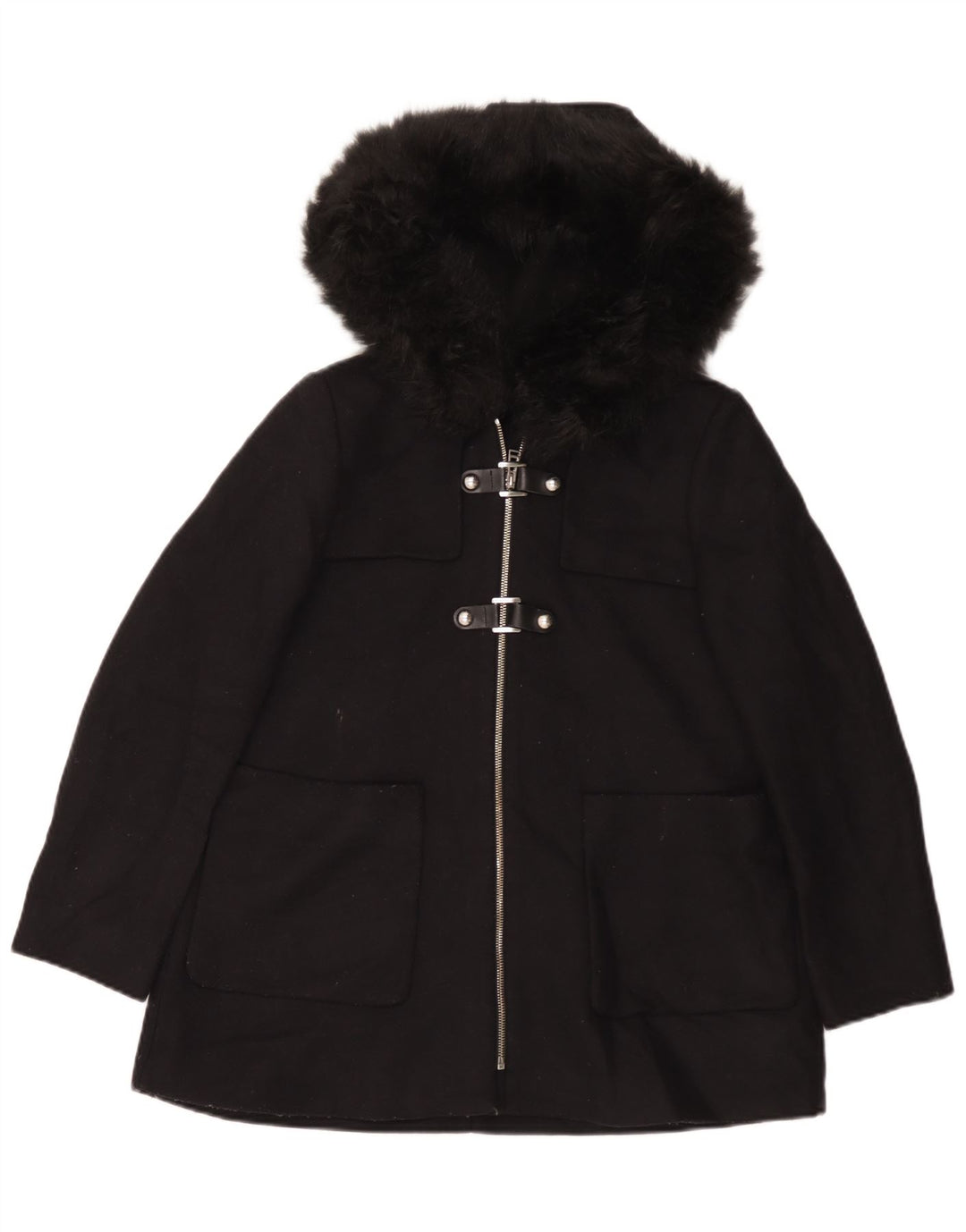 Cappotto oversize con cappuccio da donna Zara UK 10 piccolo in lana nera