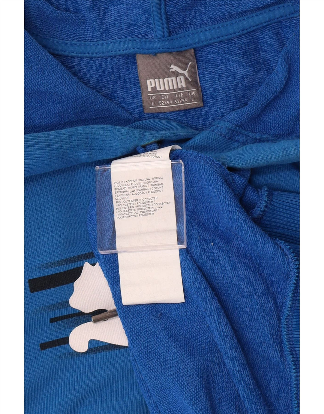 PUMA Felpa con cappuccio grafica da uomo grande in cotone blu