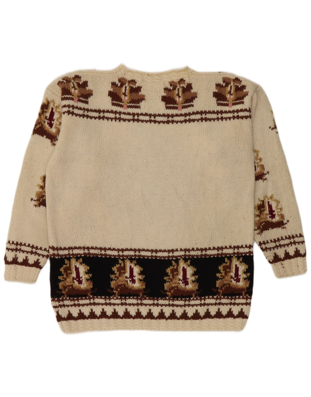 Maglione maglione girocollo da donna vintage UK 14 retrò beige medio