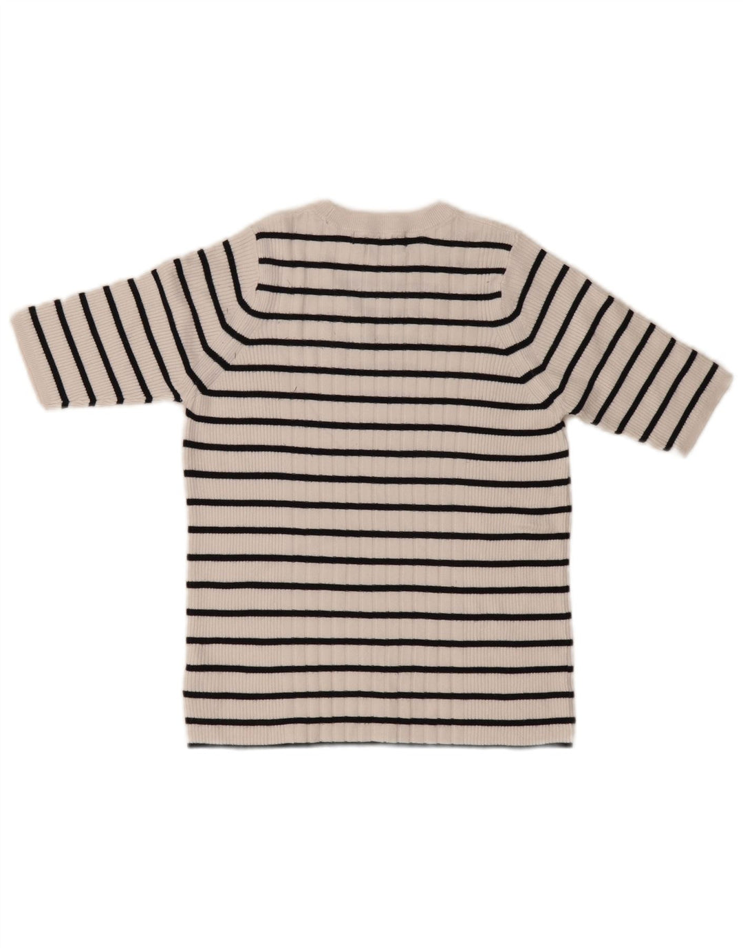 Maglione maglione girocollo da donna Marks & Spencer UK 12 a righe bianche medie