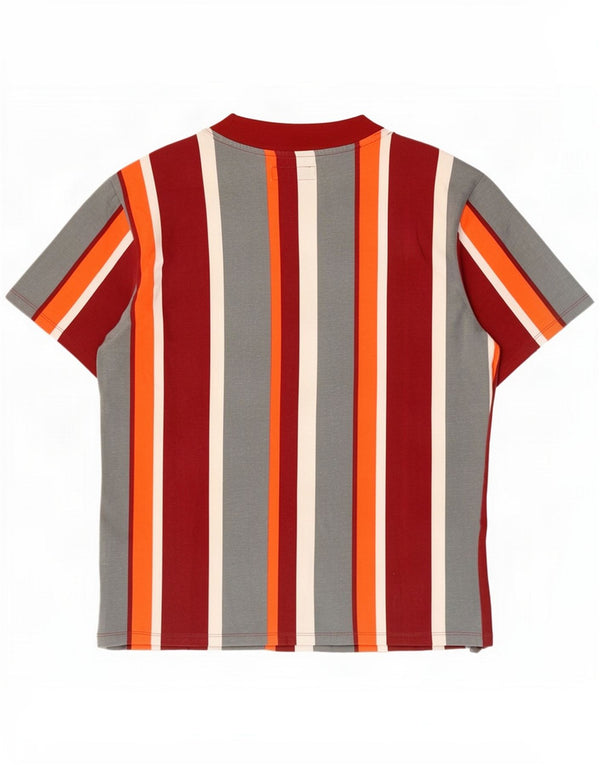 Guess T-shirt grafica da uomo UK 36 piccola in cotone a righe multicolore