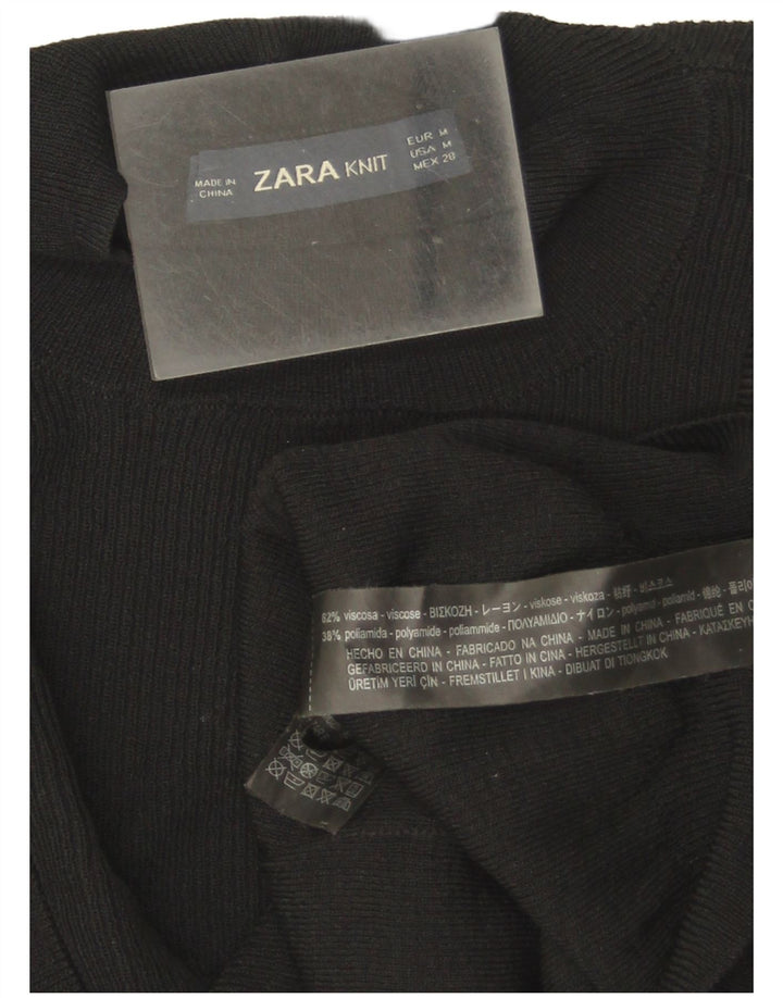 Maglione maglione girocollo da donna Zara con volant sul davanti UK 12 medio nero