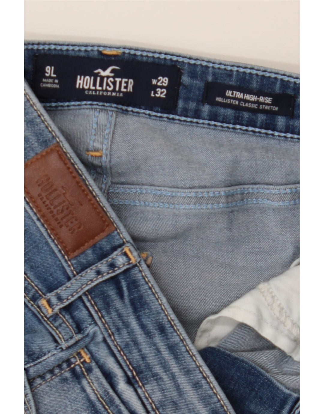 Jeans skinny effetto invecchiato HOLLISTER da donna US 9 medio W29 L32 cotone blu