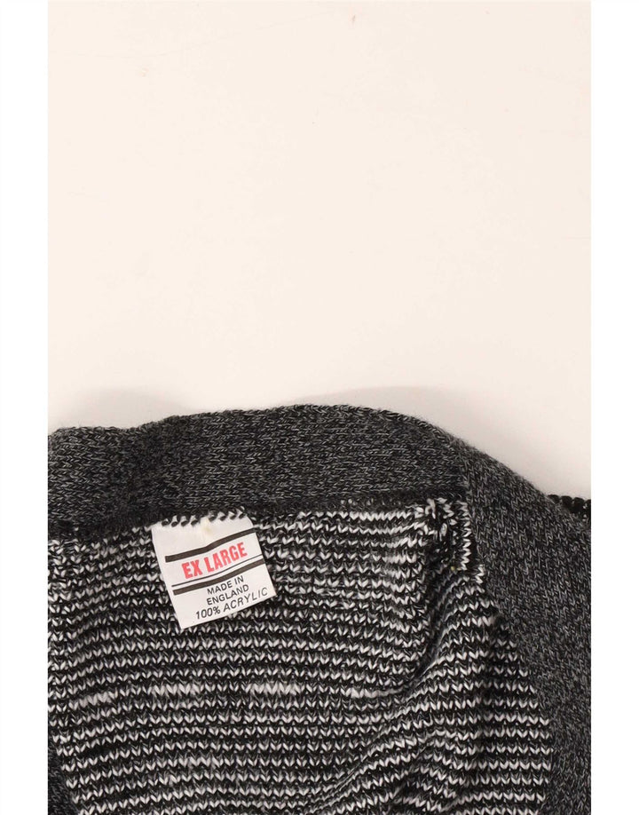 Maglione cardigan da uomo vintage XL acrilico geometrico grigio