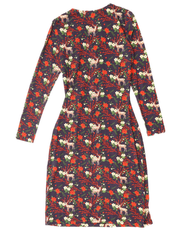 Abito tubino da donna Joe Browns UK 8 piccolo in viscosa floreale blu navy