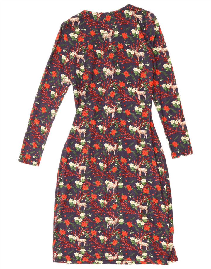 Abito tubino da donna Joe Browns UK 8 piccolo in viscosa floreale blu navy