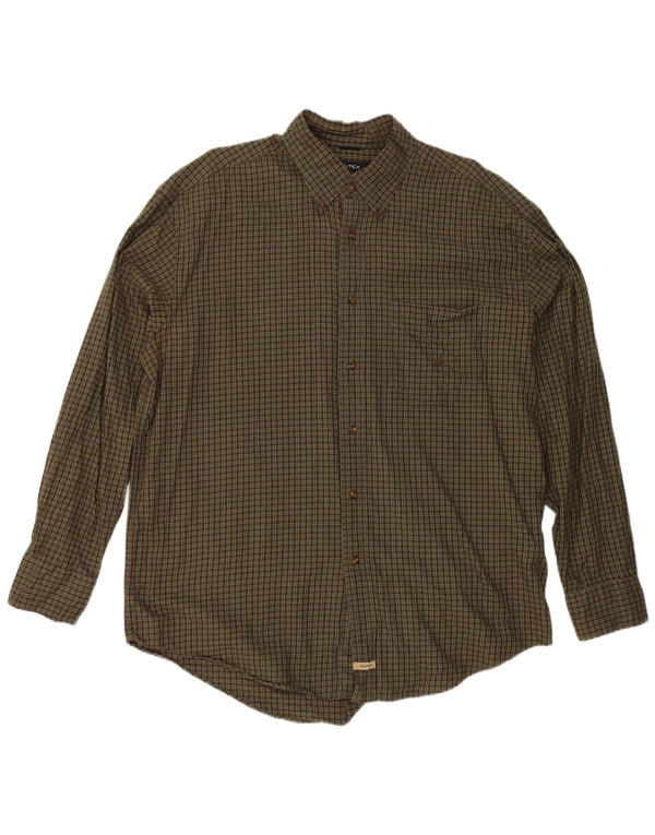 Camicia da uomo in flanella Nautica XL in cotone a quadri kaki