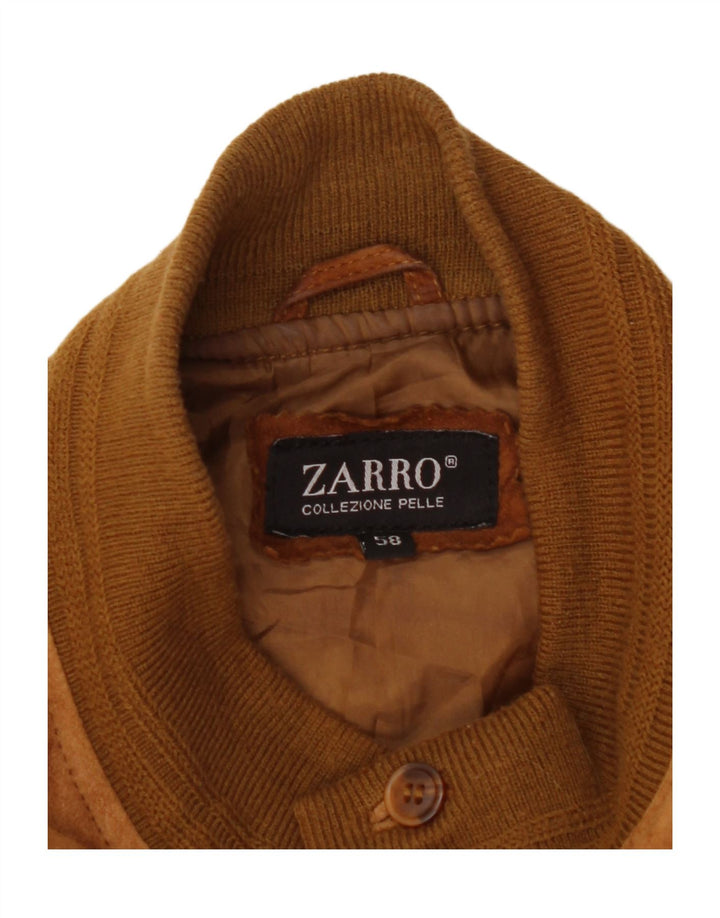 ZARRO Mens Suede Bomber Jacket IT 58 4XL Brown Leather Vintage Zarro and Second-Hand Zarro from Messina Hembry 
