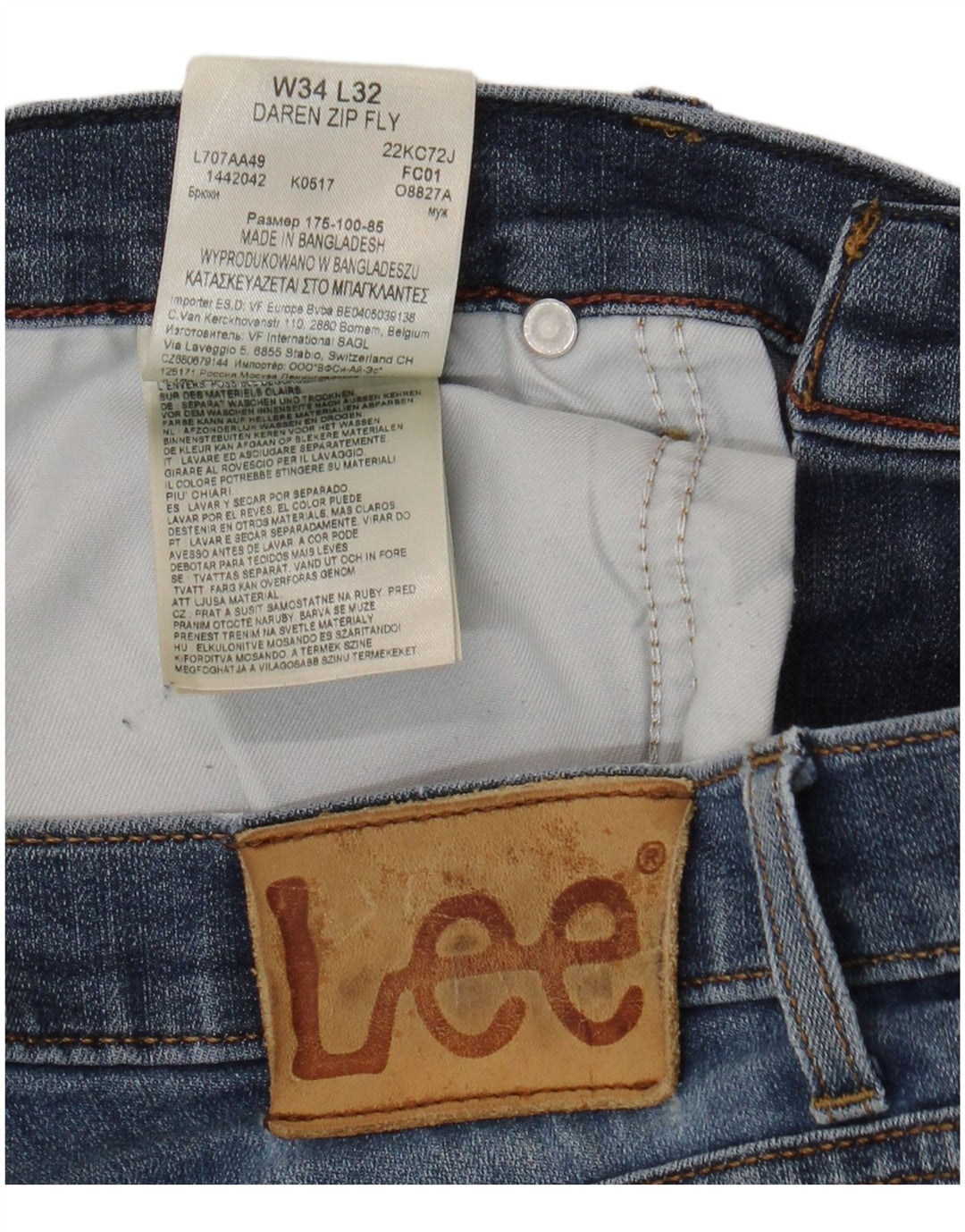 Jeans LEE Daren Zip Fly Slim da uomo W34 L32 in cotone blu