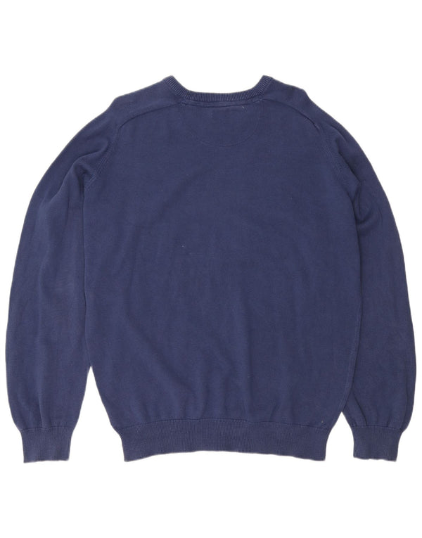 Maglione classico da uomo Farah con scollo a barca XL in cotone blu navy
