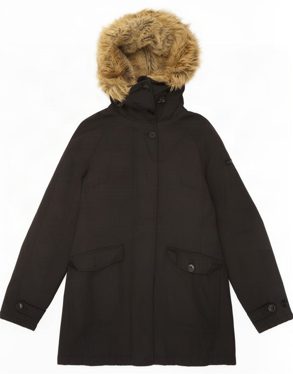 Cappotto imbottito con cappuccio da donna Woolrich UK 10 piccolo nylon nero