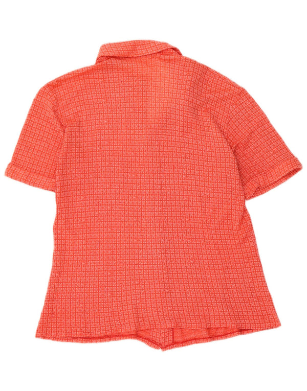 Camicetta vintage da donna a maniche corte UK 14 rosso medio geometrico