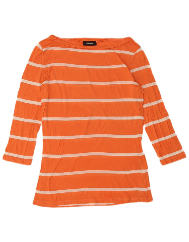 Max & Co. Top da donna manica 3/4 UK 10 piccola seta a righe arancioni