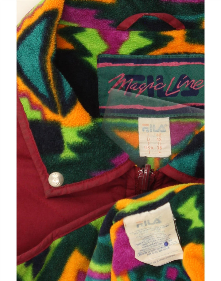 FILA Giacca trapuntata da uomo IT 48 Poliestere geometrico bordeaux medio