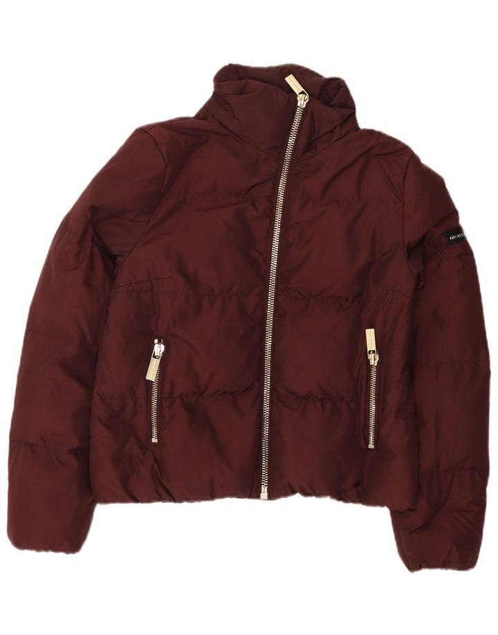 Giacca imbottita corta da donna Michael Kors UK 14 Poliestere bordeaux medio