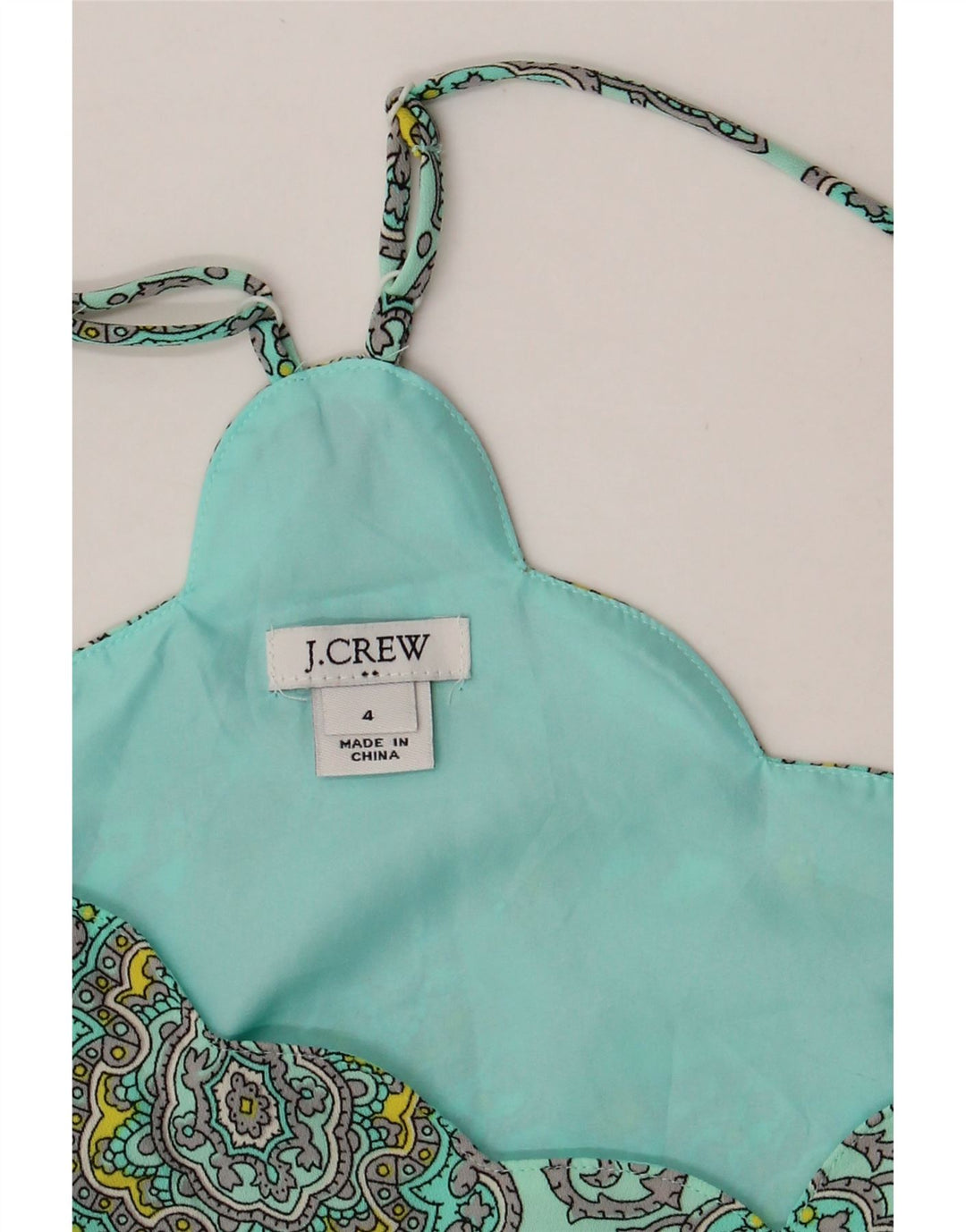 J. CREW Womens Sleeveless Crop Top US 4 Small Turquoise Paisley Polyester Vintage J. Crew and Second-Hand J. Crew from Messina Hembry 