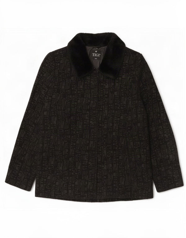Giubbotto bomber da donna Tigi UK 14/16 Grande poliestere geometrico nero