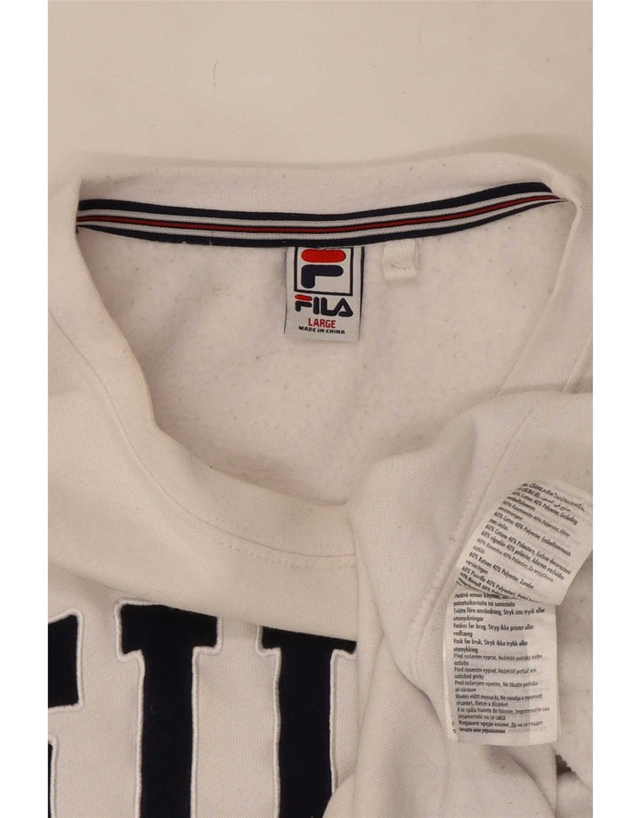 Fila Felpa grafica da uomo Maglione grande cotone bianco