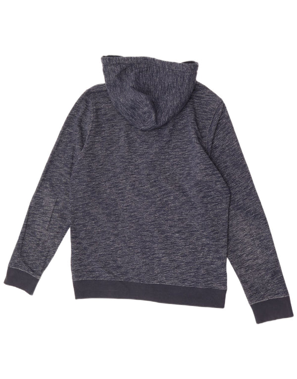 Felpa con cappuccio e zip grafica Hollister da uomo, blu navy medio chiazzato