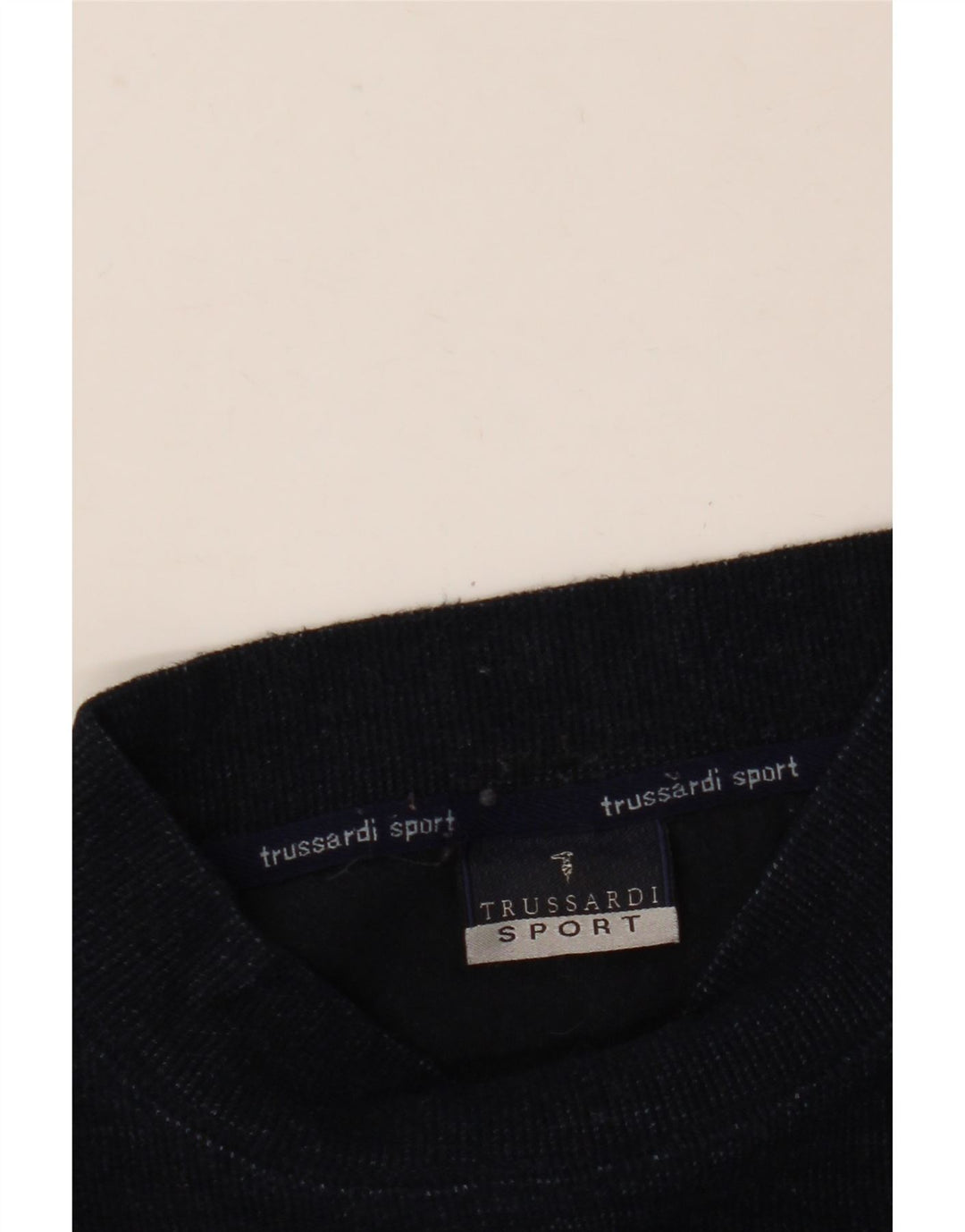 TRUSSARDI Maglione da uomo con collo alto e grafica grande in lana blu navy