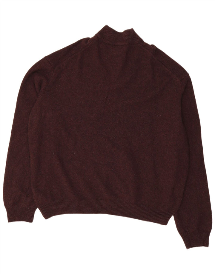 MARKS & SPENCER Maglione da uomo con collo con zip 4XL Lana bordeaux