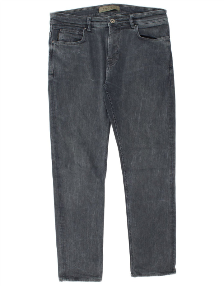Jeans slim da uomo Zara EU 42 Large W32 L28 Cotone grigio