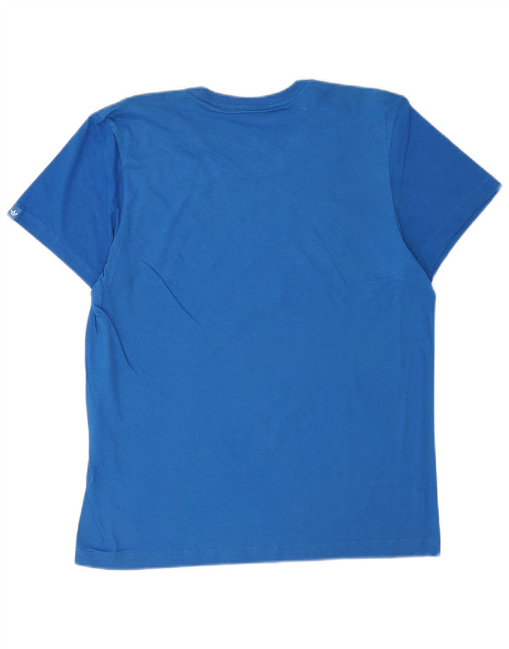 T-shirt grafica da uomo Adidas Top in cotone blu medio