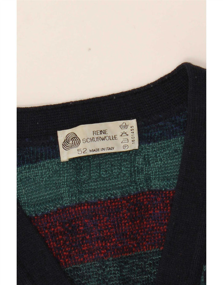 Maglione cardigan da uomo vintage IT 52 Lana geometrica multicolore grande