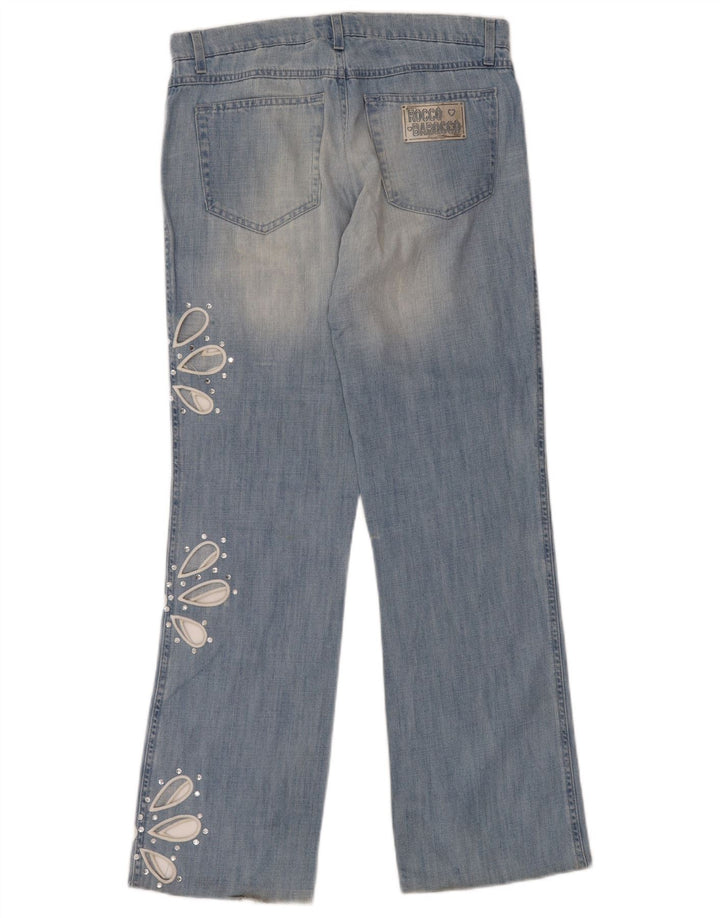 Jeans Bootcut da donna Roccobarocco IT 44 Medio W32 L33 Cotone floreale blu