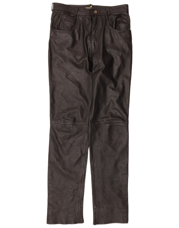 Pantaloni slim in pelle da uomo Linus W34 L34 neri