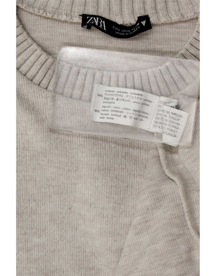 Maglione maglione girocollo da donna Zara UK 16 grande poliestere grigio