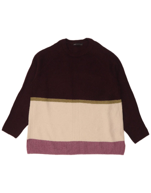Maglione maglione girocollo da donna Marks & Spencer UK 16 grande viola