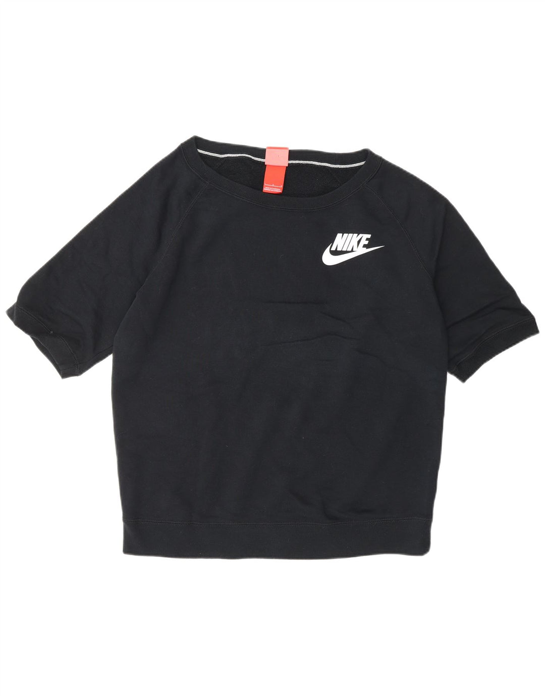 Felpa da donna a maniche corte NIKE, maglione UK 16, grande, cotone nero