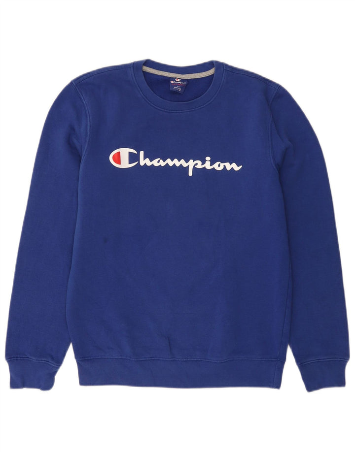 CHAMPION Felpa con grafica da uomo Maglione piccolo cotone blu