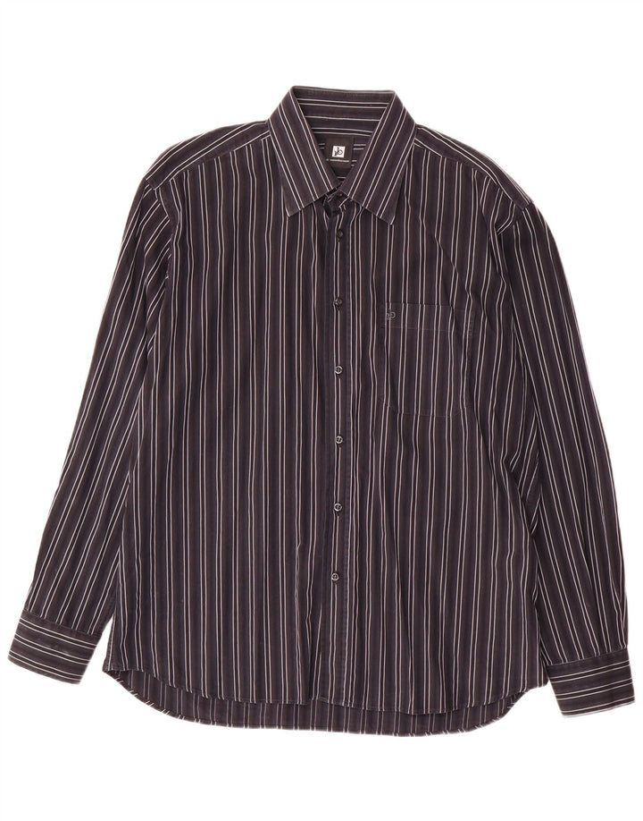 Camicia da uomo Roccobarocco taglia 43 17 XL cotone a righe grigie