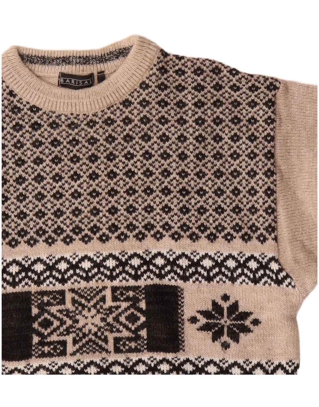 Maglione da uomo con scollo a barca Barisal, poliacrilico Fair Isle, beige medio