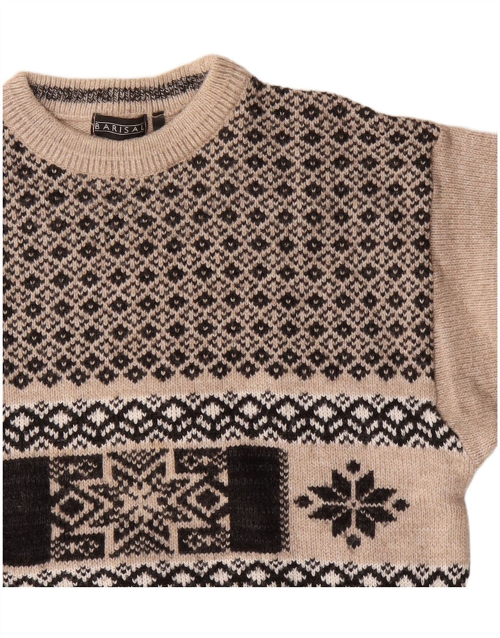 Maglione da uomo con scollo a barca Barisal, poliacrilico Fair Isle, beige medio