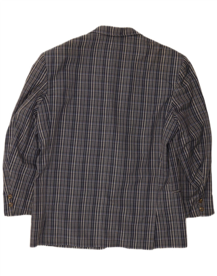 Giacca blazer da uomo con maniche a 3/4 bottoni e 2 bottoni Green Fox UK 38 a quadri blu medio