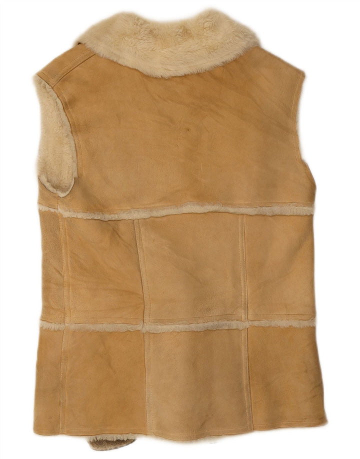 Gilet vintage in shearling da donna IT 44 beige medio