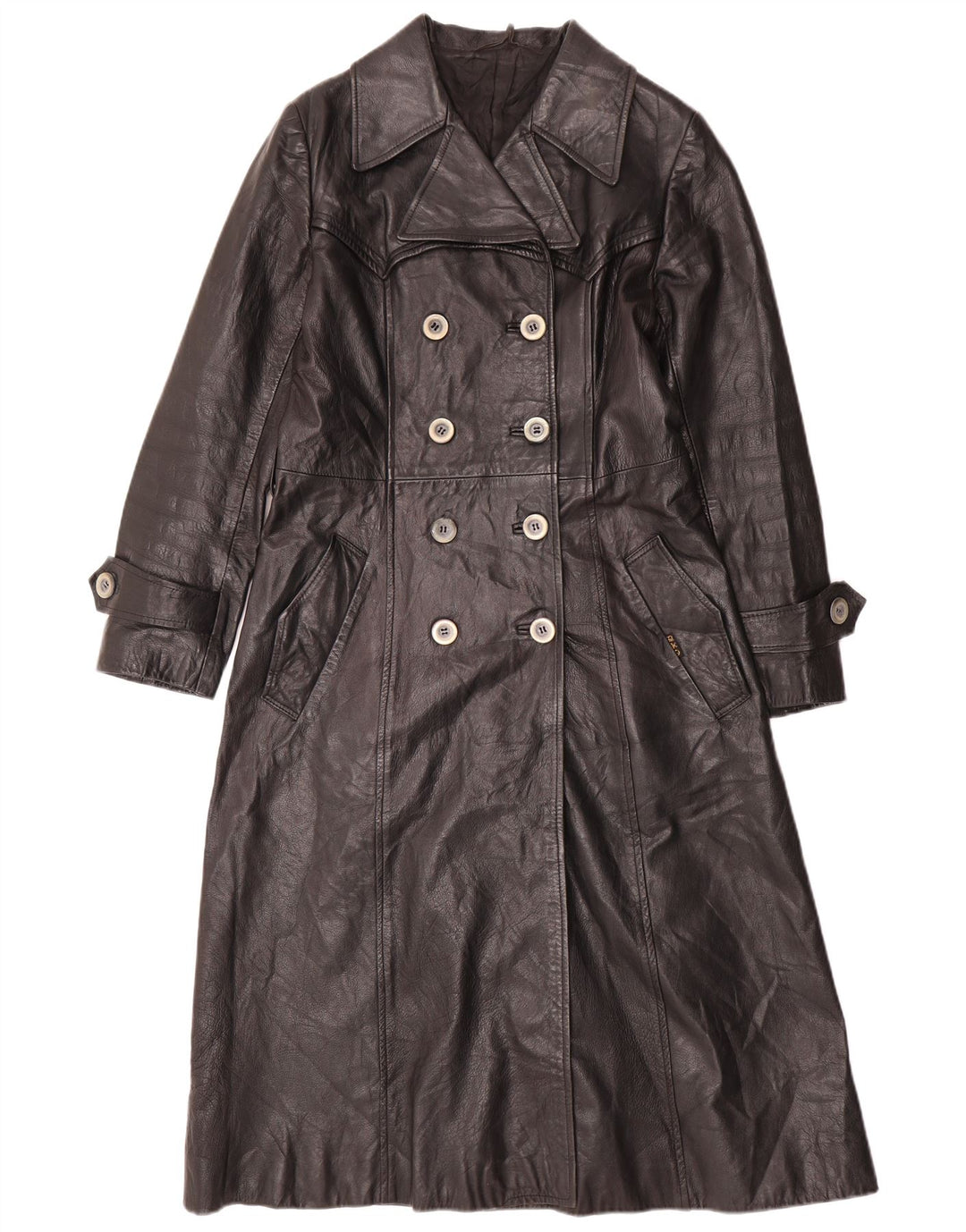 Cappotto in pelle da donna VINTAGE UK 12 Pelle nera media