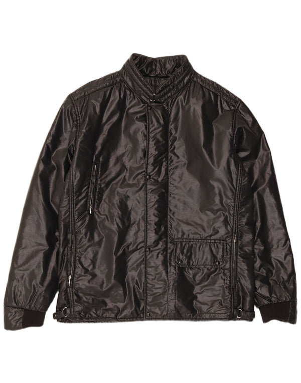Giacca imbottita vintage da uomo IT 56 3XL in cotone nero