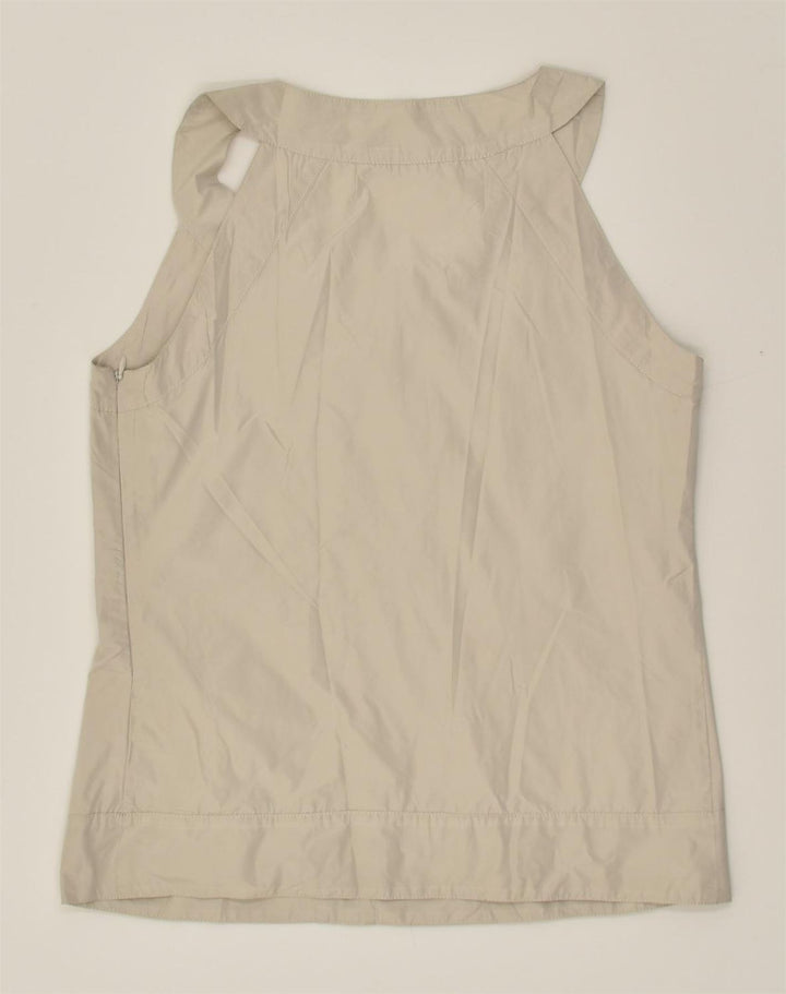 PRINGLE Womens Sleeveless Blouse Top UK 8 Small Beige Polyester | Vintage Pringle | Thrift | Second-Hand Pringle | Used Clothing | Messina Hembry 