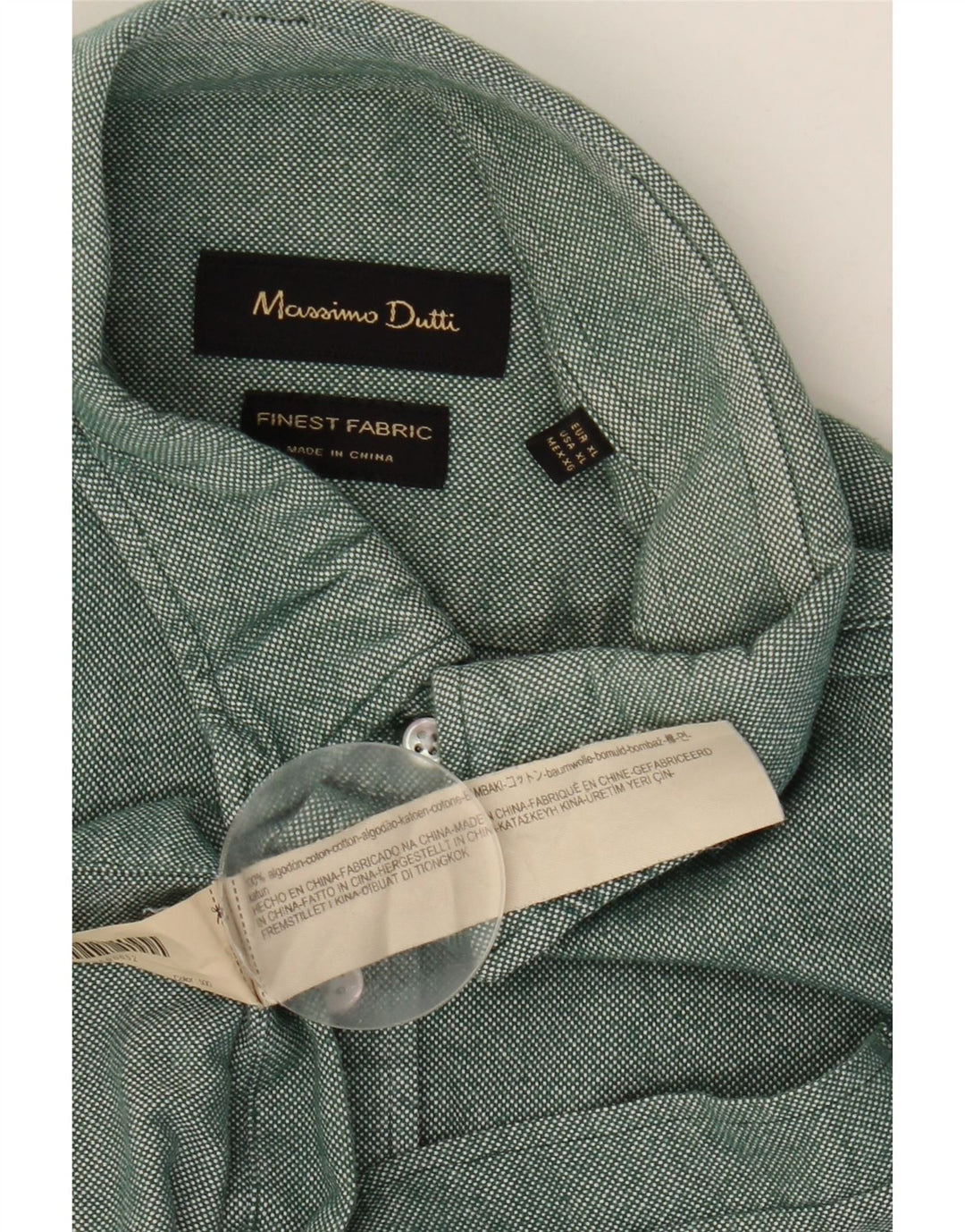MASSIMO DUTTI Camicia Uomo XL Verde Cotone