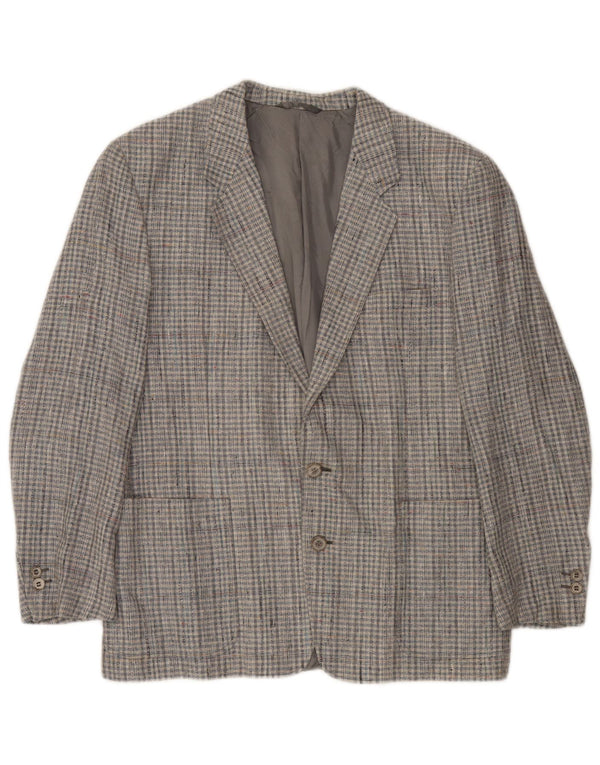 Giacca blazer vintage da uomo a 2 bottoni IT 48 viscosa a quadri grigio medio