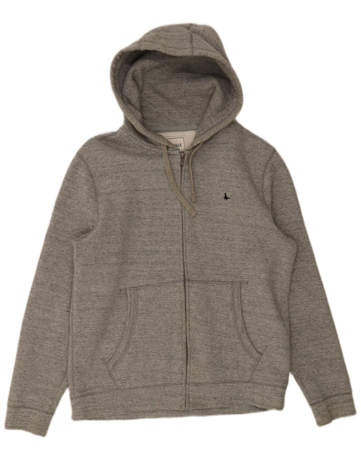 JACK WILLS Felpa con cappuccio e zip da uomo, grande, in cotone chiazzato grigio