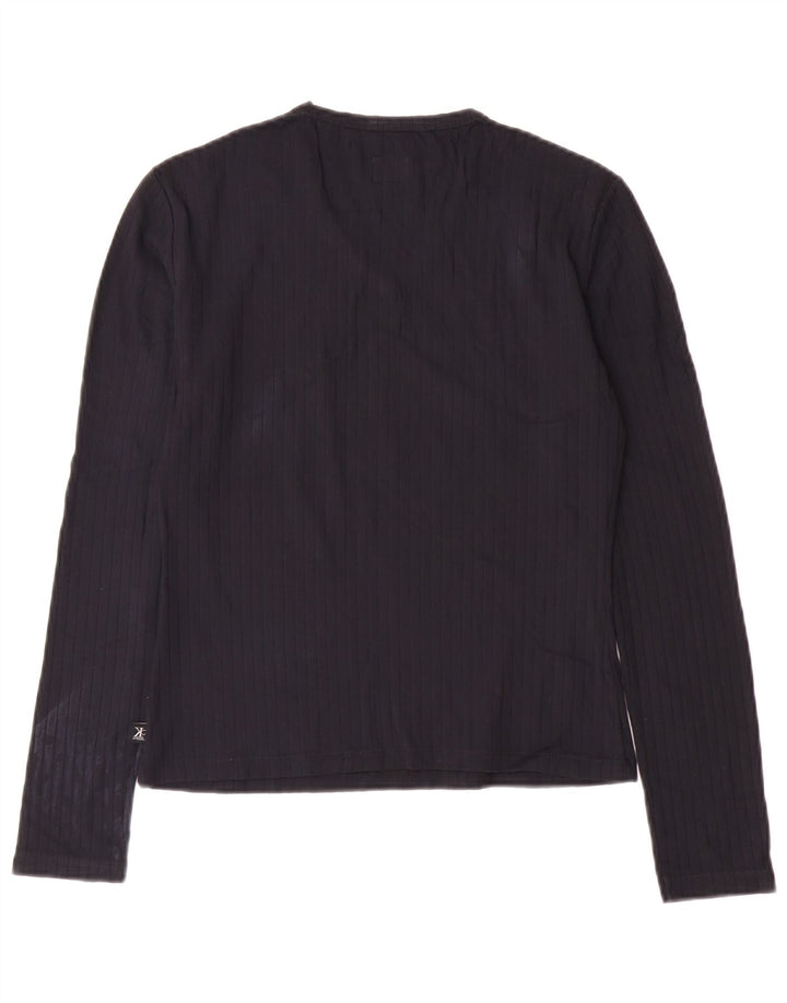 CALVIN KLEIN JEANS Top da donna a maniche lunghe UK 12 Medium Blu Navy Poliammide