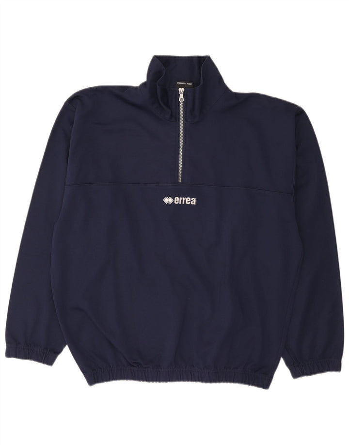 Errea Felpa da uomo con collo con zip, maglione grande, blu navy, in poliestere