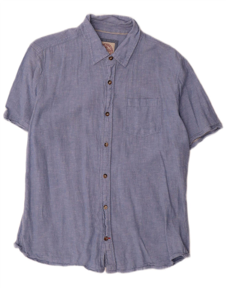 Camicia a maniche corte da uomo Fat Face in cotone blu medio