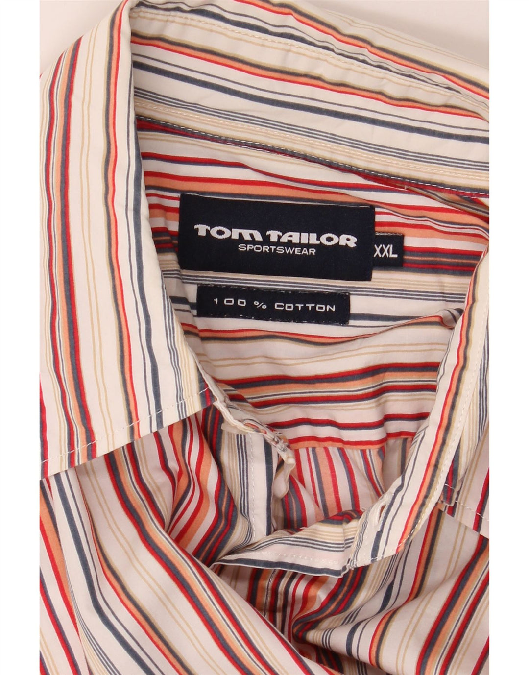 TOM TAILOR Camicia a maniche corte da uomo 2XL Cotone a righe multicolore