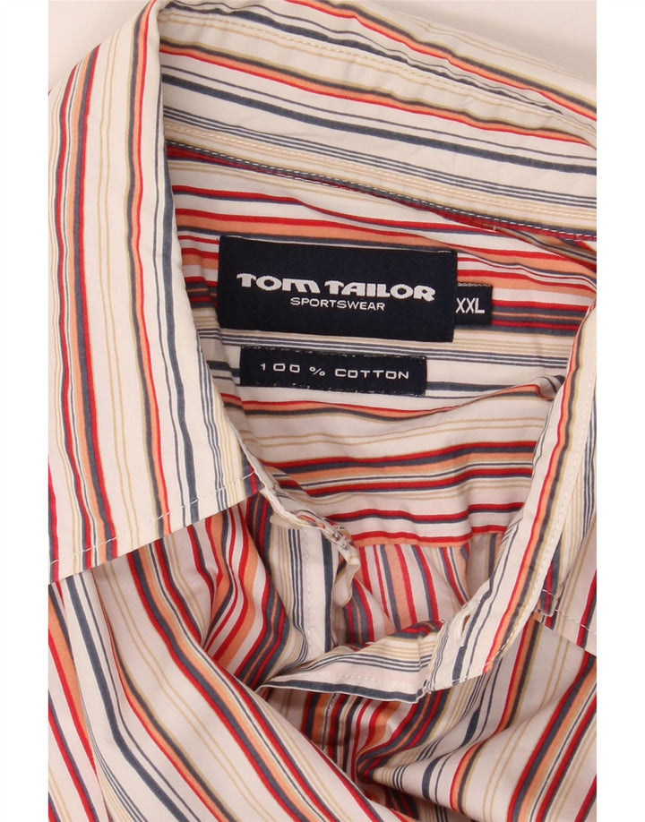 TOM TAILOR Camicia a maniche corte da uomo 2XL Cotone a righe multicolore